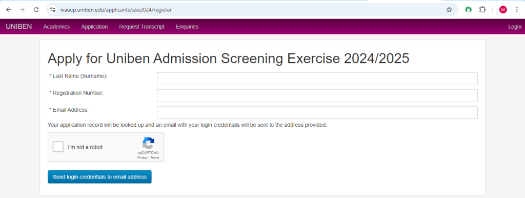 How To Apply for UNIBEN POST UTME Form